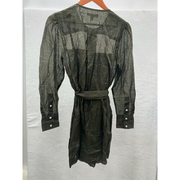 Banana Republic Ramie Shirt Dress Sheer Button Up Long Sleeves Green Small NWT - Picture 7 of 9